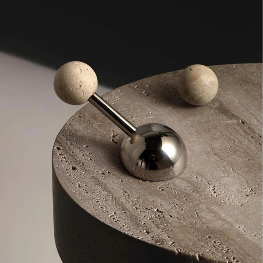 Semicircle Travertine Door Lock American Style Titanium Silver Interior Bedroom Door Lock