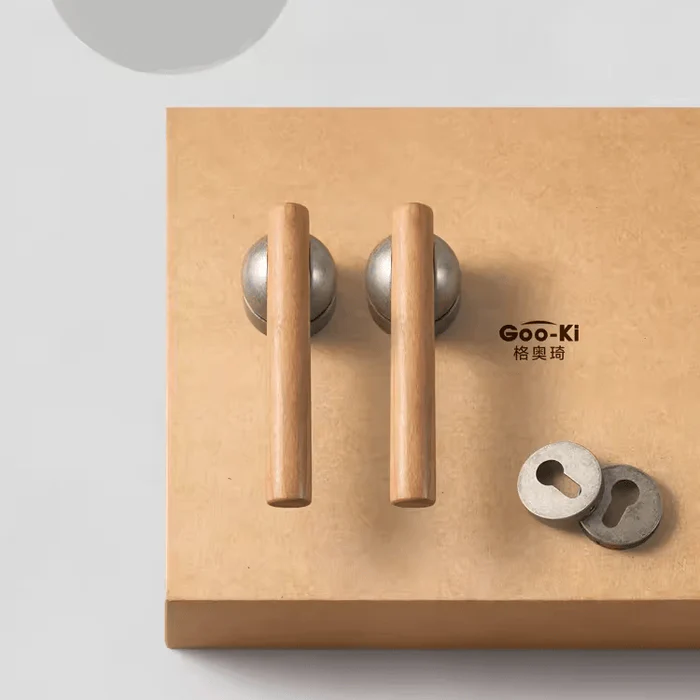 Cherry Wood Door Lock Bedroom Interior Door Handle Anti-theft Home Security Door Lock - Image 3