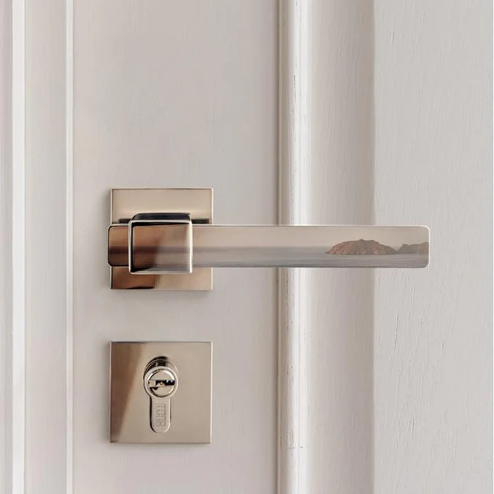 Stylish Square-shaped Door Hardware Kit H59 Brass Titanium Silver Door Lock