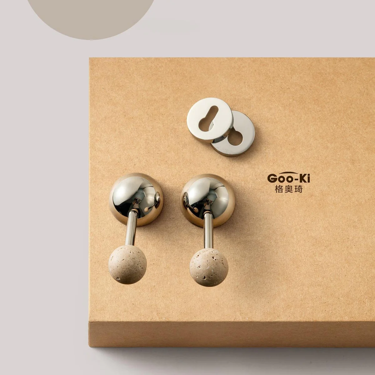 Semicircle Travertine Door Lock American Style Titanium Silver Interior Bedroom Door Lock - Image 2