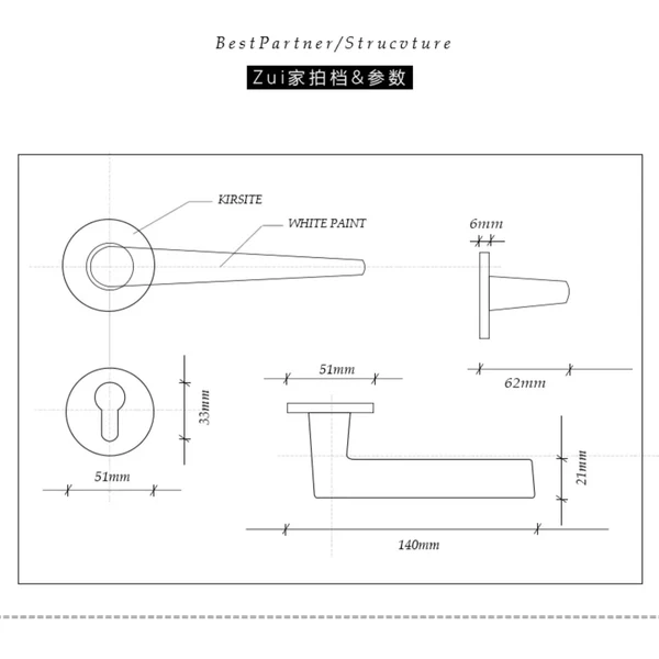 Bronze Simple Universal Indoor Key Door Lock Security Door Handles - Image 2