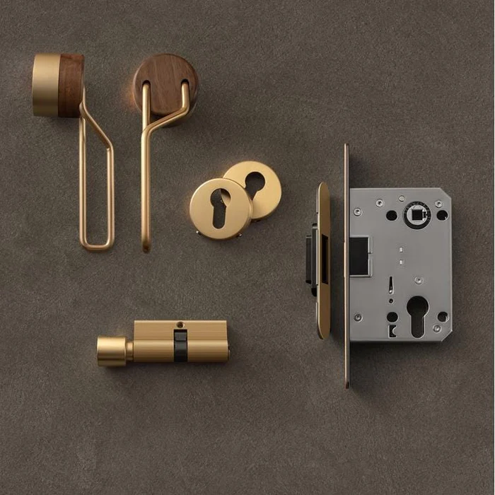 High-end Brass Black Walnut Door Lock Creative Door Handle Interior Mute Door Lock - Image 2