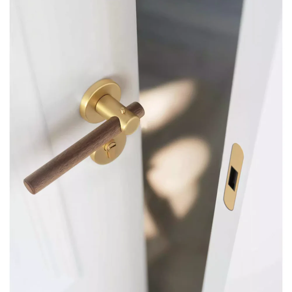 Pure Copper Door Lock Wooden Door Handle Mute Gate Lock Door Hardware