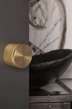 Brass Door Lock Titanium Gold Knurled Keyless Interior Door Lock