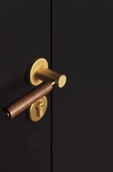 Soild Brass Mute Door Lock Black Walnut Door Lock Handle Anti-theft Gate Lock