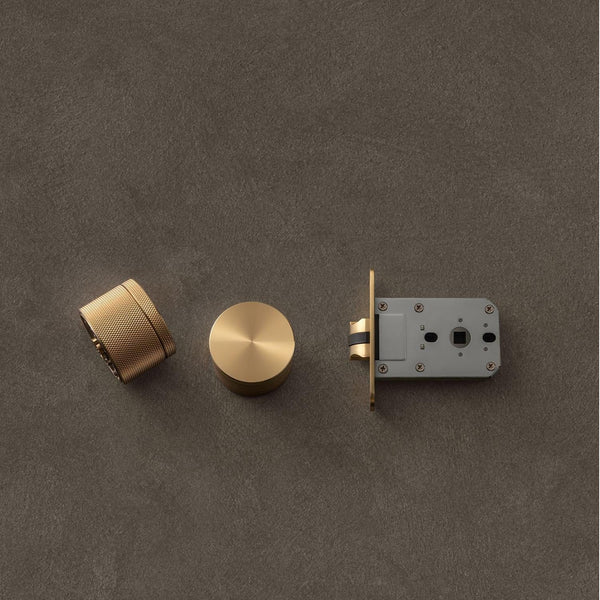 Brass Door Lock Titanium Gold Knurled Keyless Interior Door Lock - Image 2