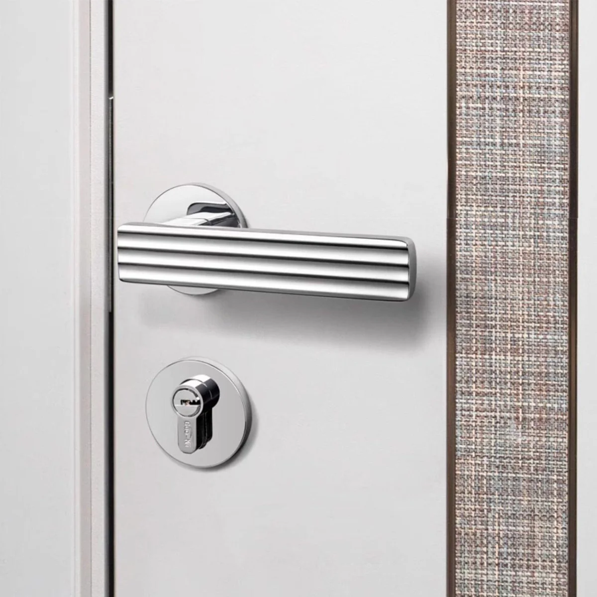 Nordic Mute Indoor Lock Bright Chrome Modern Minimalist Universal Door Handle