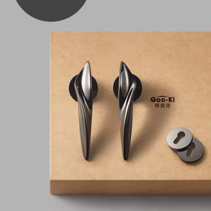Irregular Streamline Door Lock Handle Modern Polished Interior Lock Door Hardware - Image 3
