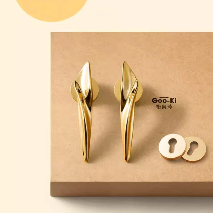 Irregular Streamline Door Lock Handle Modern Polished Interior Lock Door Hardware - Image 2