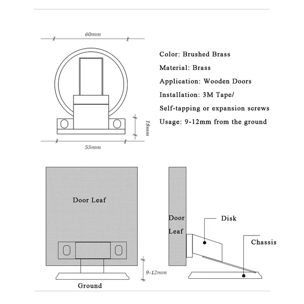 Non-punching Strong Magnetic Brass Door Stopper Anti-collision Mute Door Suction - Image 2