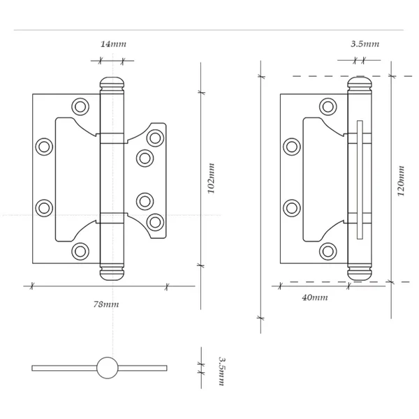 4 Inch Copper Door Hinge Brass Thick Hinge Interior Bedroom Door Hardware - Image 3