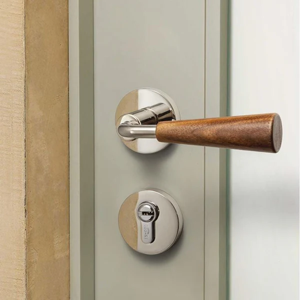 Original Design Retro Style Magnetic Bedroom Door Lock Black Walnut Vintage Wooden Door Lock - Image 4