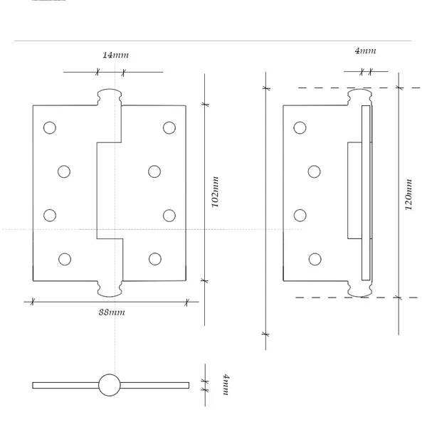 4 Inch Copper Door Hinge Brass Thick Hinge Interior Bedroom Door Hardware - Image 4