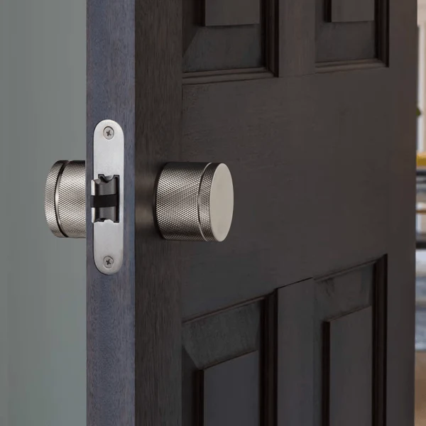 Silver Knurled Ball Door Lock Interior Door Handle Bathroom Keyless Door Lock - Image 3
