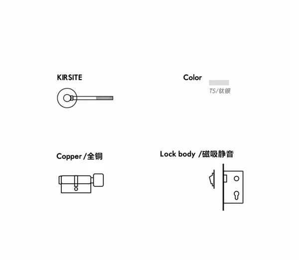 Knurled Craft Interior Door Lock Mute Magnetic Indoor Medieval Door Handle Set - Image 5