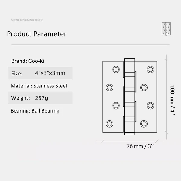 4 Inch Ball Bearing Hinge Stainless Steel Gold Door Hinges Furniture Hardware - Image 4