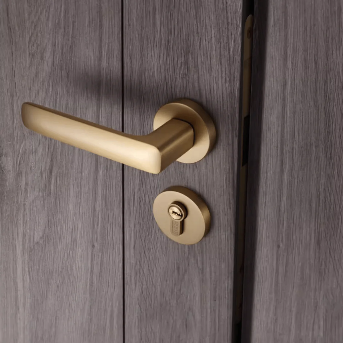 Modern Pure Copper Interior Door Lock Minimalist Luxury Villa Door Handle