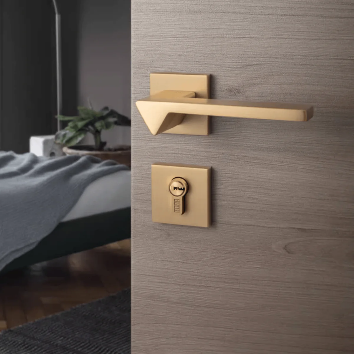 Modern Copper Interior Door Lock Luxury Bathroom Lock Villa Door Handle