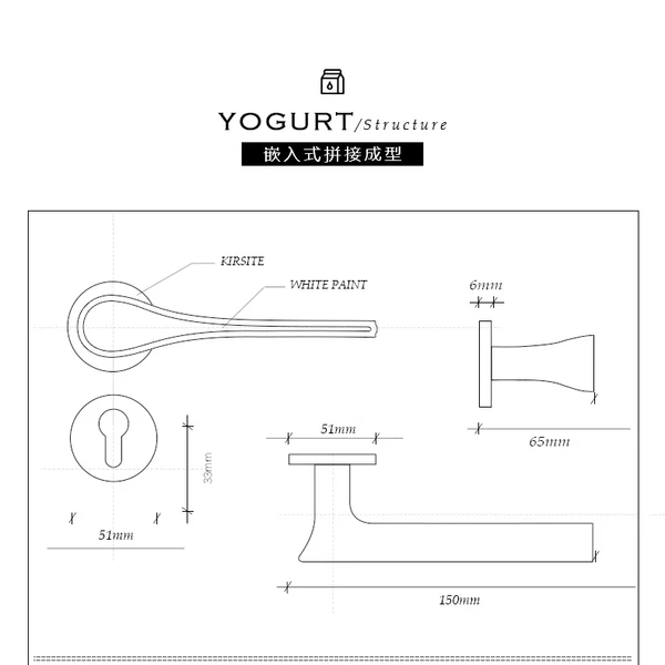 Modern Bedroom Door Lock Security Entry Split Silent Interior Door Lock - Image 2