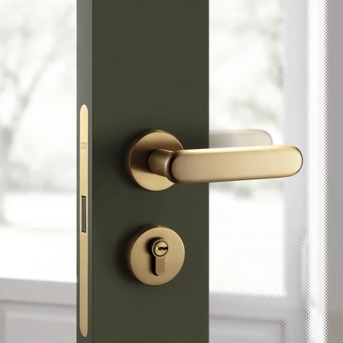 Brass Door Lock Indoor Bedroom Door Lock Simple Luxurious French Style Silent Door Handle