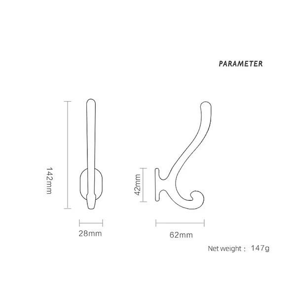 Medieval Clothes Hook American Porch Bedroom Cloakroom Wall Single Hook - Image 7