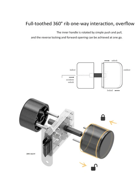 Invisible Door Lock Rotatable Interior Door Lock keyless for Bedroom - Image 4