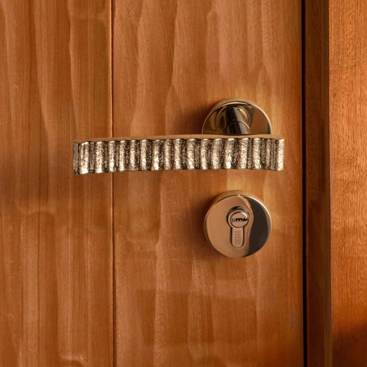 Elegant Textured Door Handle Luxury Brass Door Hardware Titanium Silver Door Lock