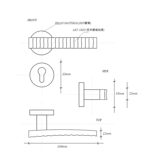 Elegant Textured Door Handle Luxury Brass Door Hardware Titanium Silver Door Lock - Image 2