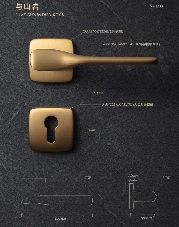 Villa Brass Door Lock Indoor Bedroom Door Lock Modern French Style Door Handle Set - Image 2