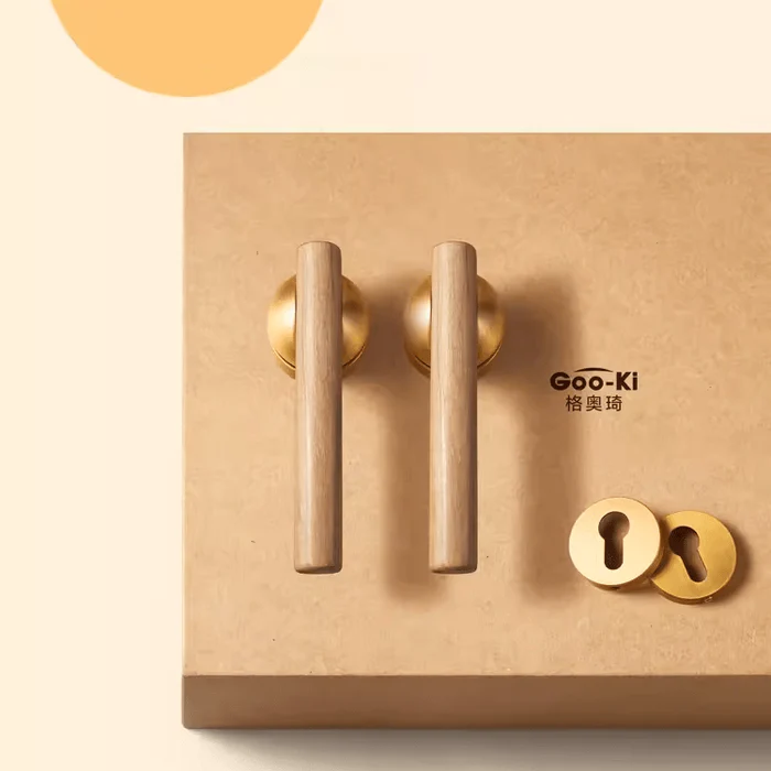 Cherry Wood Door Lock Bedroom Interior Door Handle Anti-theft Home Security Door Lock - Image 2